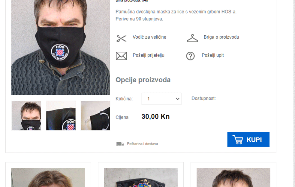 ZAŠTITA OD KORONE SA USTAŠKIM NATPISIMA: U centru Zagreba se prodaju maske sa pozdravom 'za dom spremni'