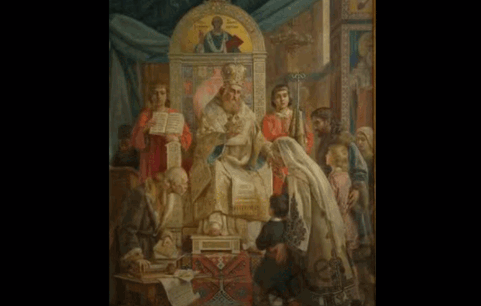 Foto: Youtube/ Printscreen Uroš Predić - Sv. Sava blagosilja Srpčad