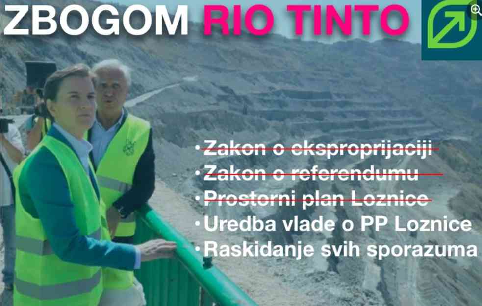 AJDE ZA ZAVRŠIMO AGONIJU RIO TINTO! Danas protest ispred Vlade Srbije