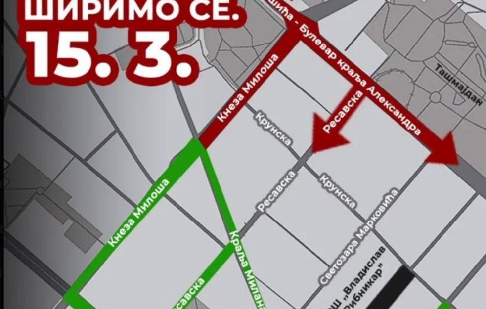 Studenti u blokadi objavili promenu plana: Glavna bina na Slaviji, protest se širi na više ulica